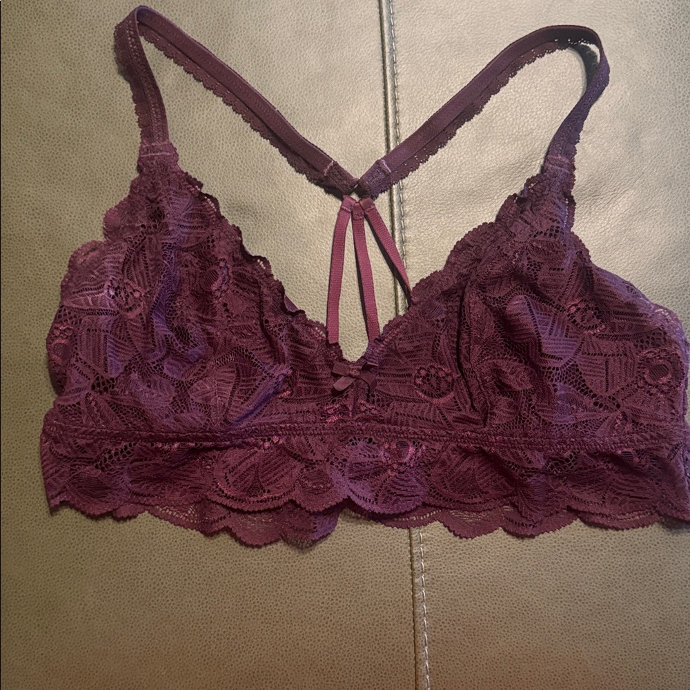 Aerie Lace Bralette in Rich Burgundy, Size XL